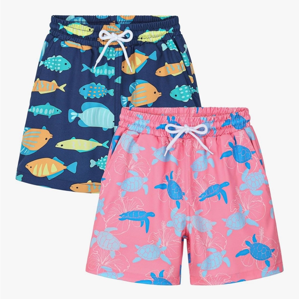 Colorful Fish and Turtle Swim Shorts Set LIKE NEW!!!